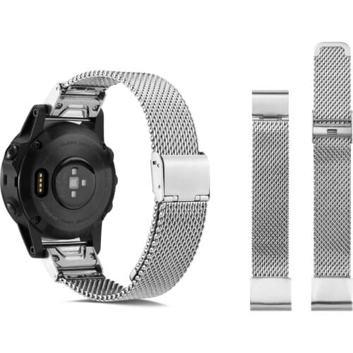 26 22 20mm Metal Band For Garmin Fenix 6S 6X 6 Pro Fenix 5X 5 5S 3HR MILANESE Loop Straps Quick Release Stainless Steel Bracelet