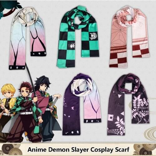 Anime Demon Slayer Cosplay Scarf Kamado Tanjirou Kamado Nezuko Kochou Shinobu 190cm Warm scarf Birthday present