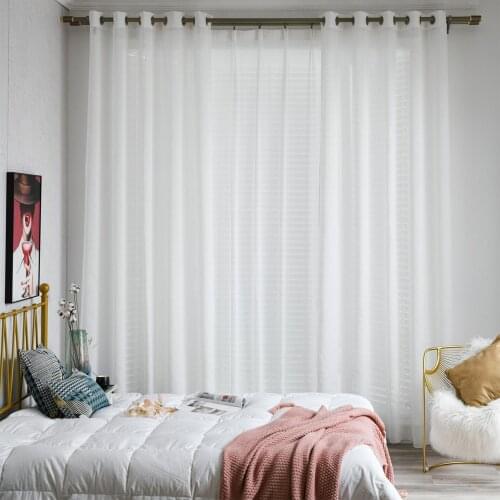 FMH Sheer Windows Curtains for Living Room Bedroom Stria Yarn Tull with Magnetic Tiebacks Grommets or Hooks Sold as 1Panel