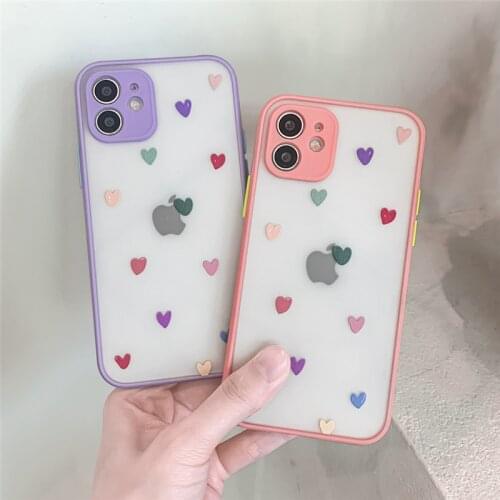 TIDOVE Cute Love Heart Case For iPhone 11 12 Pro Max XS Max XR X 7 8 Plus SE2020 12 Mini New Matte Bumper Shockproof Clear Cover