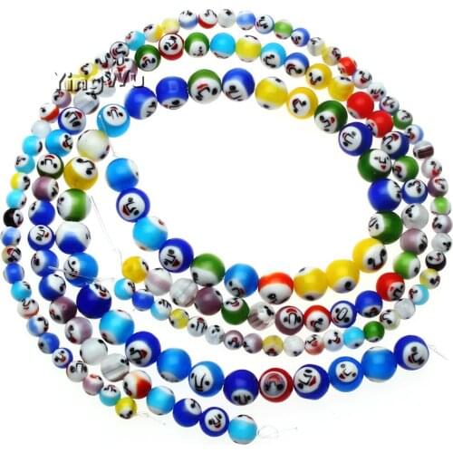 Yingwu 4/6/8mm 36-67pcs Mixed Color Round Millefiori Smile Face Lampwork Glass Beads For Jewelry Making Necklace Bracelet