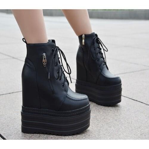 2020 autumn and winter new 14CM wedge with womens boots increased DJ short non-slip boots platform boots