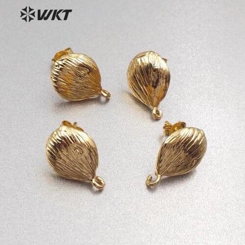WT-JFE19 WKT Simple Style Earrings Gold Earrings Earrings Jewelry(12mm*17.3mm) Electroplate For Women Earring Making Findings
