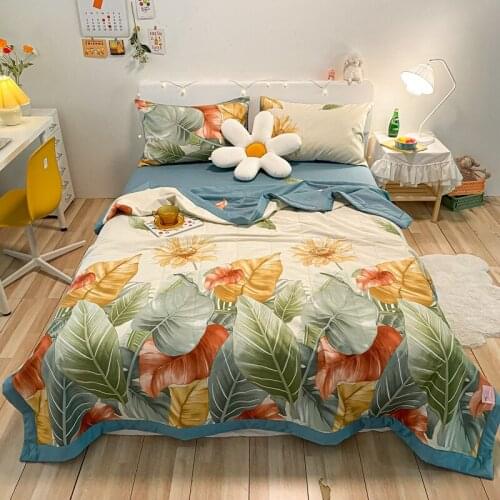 1PCS 100% Cotton Yellow Flowers Floral Summer Blanket /Bedspread Coverlet/150x200cm/180x220cm/200x230cm Bed Cover,Breathable
