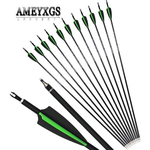 10/20pcs Spine 500 30inch Mix Carbon Arrow Rubber Feathers For Outdoor Hunting Sports Shooting Practice Arcehry Accessories
