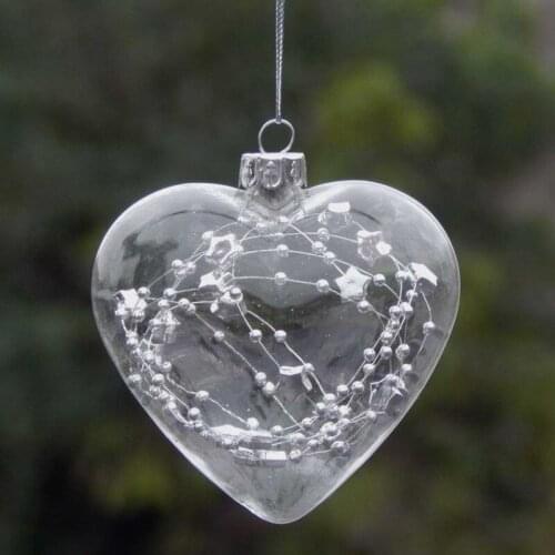 12pcs/pack Width=9cm Heart Shaped Transparent Glass Pendant Christmas Glass Hanger Wedding Decoration Glass Hanger