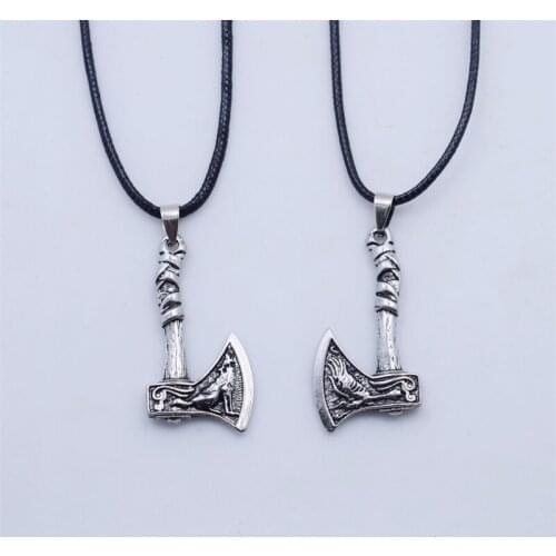 12pcs Norse Viking Hammer Axe Pendant Necklace Odin Raven Wolf Slavic Amulet Jewels