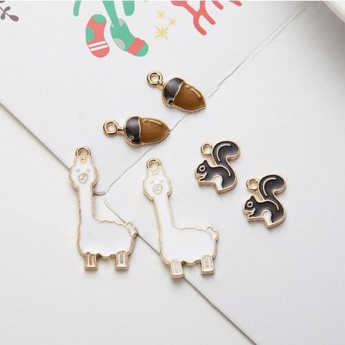 20pcs alloy drop oil cute alpaca squirrel pendant DIY alloy accessories hair accessories earrings small pendant