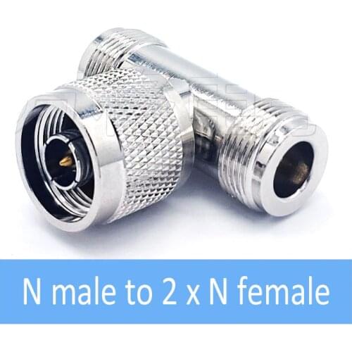 3 Way Connector N Male to 2 N Female Triple T in RF Adapter for Outdoor / Indoor Antenna Signal Repeater N Male Connector