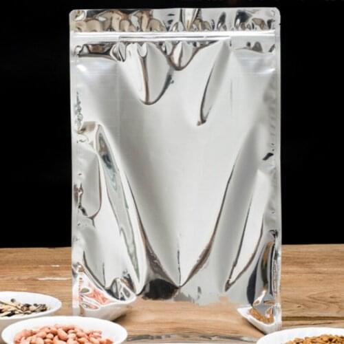 3pcs Lrage silver ziplock eight sealing bags food candy gift powder packing bag aluminum foil pouch package
