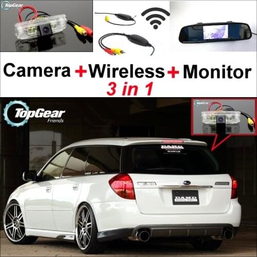 3 in1 Special Camera + Wireless Receiver + Mirror Monitor Easy DIY Black Up Parking System For Subaru Legacy B4 BL BP
