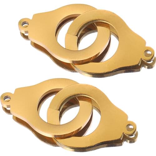 5pcs Lot Stainless Steel Double Handcuffs Charm Connector for Bracelet Necklace Hollow Pendants Diy Jewelry Making Supplies