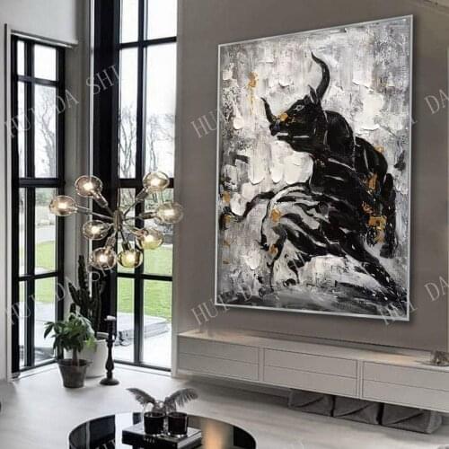 Abstract painting canvas, ox year artwork original, abstract acrylic painting, extra large abstract art, bull painting on canvas