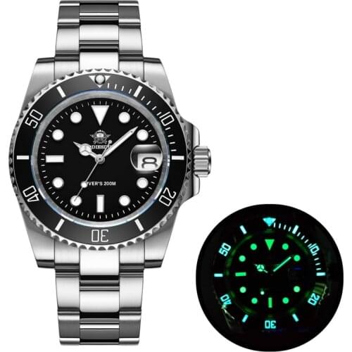 ADDIES Dive Watch 200m 2115 Quartz Watches Men C3 Super Luminous Calendar Diving Watch Fashion Stainless Steel Mens Watches