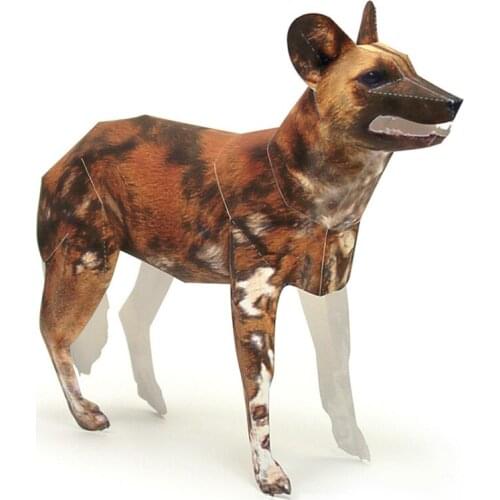 African Wild Dog Folding Cutting Mini Cute 3D Paper Model Papercraft Realistic Animal Figure DIY Kids Adult Craft Toys WE-001