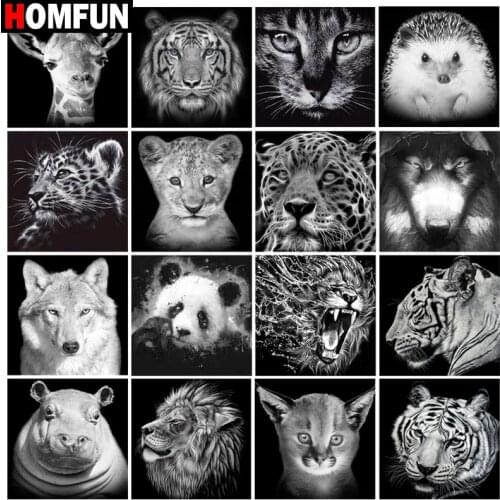 HOMFUN Full Square/Round Drill 5D DIY Diamond Painting "Black and white animals"3D Embroidery Cross Stitch 5D Home Decor Gift