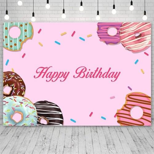 Avezano Backgrounds Birthday Party Baby Shower Donuts Dessert Decoration Child Love Pink Girl Banners Backdrops For Photo Studio