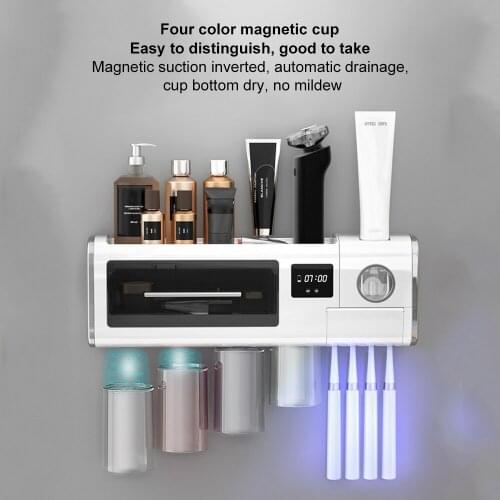 Automatic Toothpaste Squeezer Toothbrush Holder Magnetic Adsorption Inverted Toothbrush Holder Dispenser Bathroom Accessories