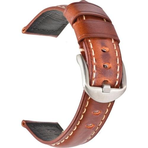 BEAFIRY Oil Tanned Leather Watch Band 19mm 20mm 21mm 22mm 23mm 24mm Straps Watchbands Brown for Men Women Wirstband