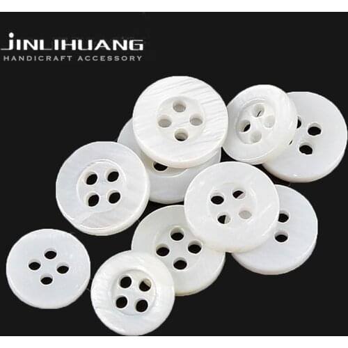 4-Holes White Natural Pearl Shell Shirt Buttons Wide-Sided Wholesale Freshwater MOP Mother of Pearl for Dress,Sewing,Craft,Cloth