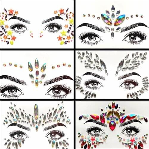 Bohemia 3D Crystal Eye Decoration Forehead Eyebrow Face Jewelry Ornament Acrylic Resin Drill Styling Tools Body Art For Wedding