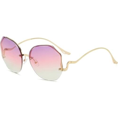 Large Sun Glasses for Women Fashion 2021 Quality Irregular Shape Rimless Sunglasses Oversized Personalized Decorative Sunglasses