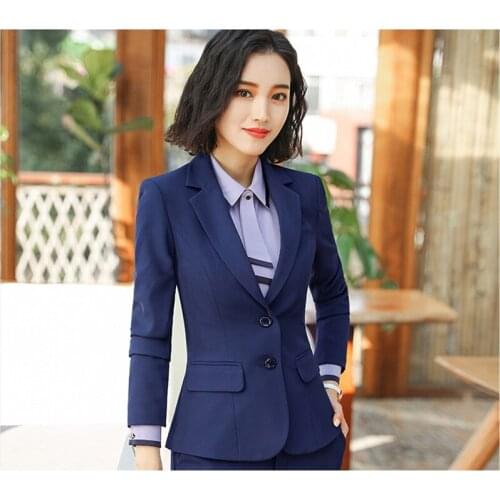 Pant Suits For Women Blazer Set Autumn Lady Business Office Work Profession Uniform Turn-Down Neck Jacket Elegant Pants Suits