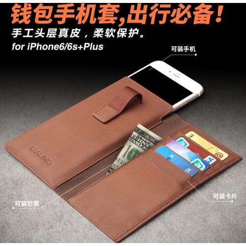 Luxury Ultrathin Genuine Leather Pocket Case for iPhone 6 6S Plus Magnetic Wallet Card Slots Shell Cover for iPhone 6s 6 Plus