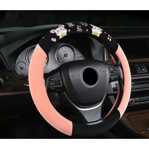Round Steering Wheel Cover for Girls Women Cute Winter Plush Warm Universal Fits Most Car Styling 5 Colour 36cm/38cm/39cm/40cm