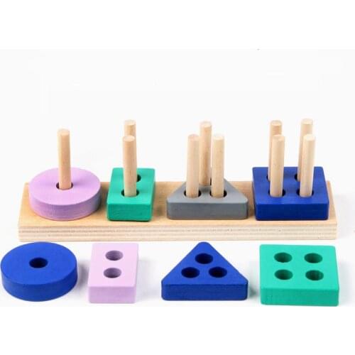 Geometric Jigsaw Puzzles Baby Educational Wooden toy shapes geometric solids puzzle Montessori teaching aids 3d puzzle Kids Toys