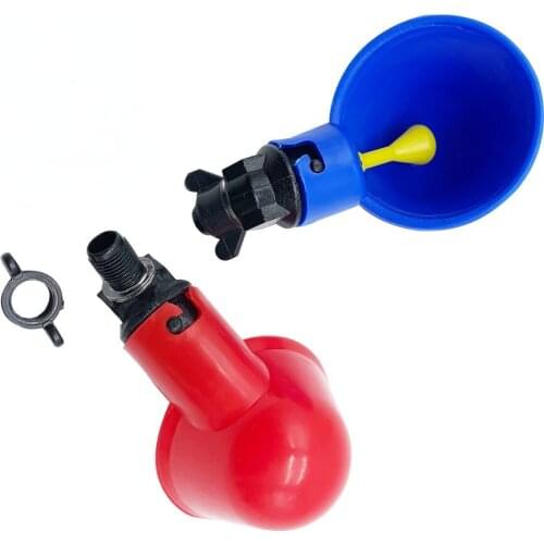 Red/Blue Automatic Chicken Drinking Cup Screw Cap Drinker Water Bowl With Nipple Farm Poultry Feeder Quail Drinking System 1 Pcs