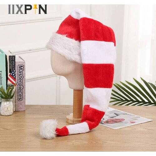 Creative Christmas Hat Red&White Long Striped Plush Christmas Hat Holiday Theme Hat Christmas Photos Props Xmas Party Favors