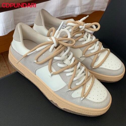 Fashion Patchwork Genuine Leather Lace up Flat Platform Sneakers Women Spring Summer Luxury Casual Flats Shoes Comfortable