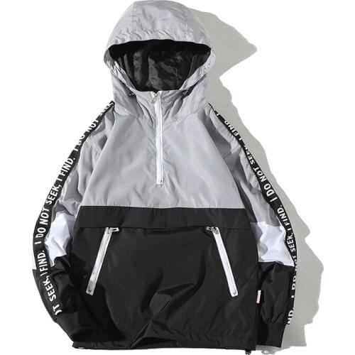 Jackets Men New Patchwork Color Block Pullover Jacket Fashion Tracksuit Coat Men Hip Hop Streetwear Jacket Men