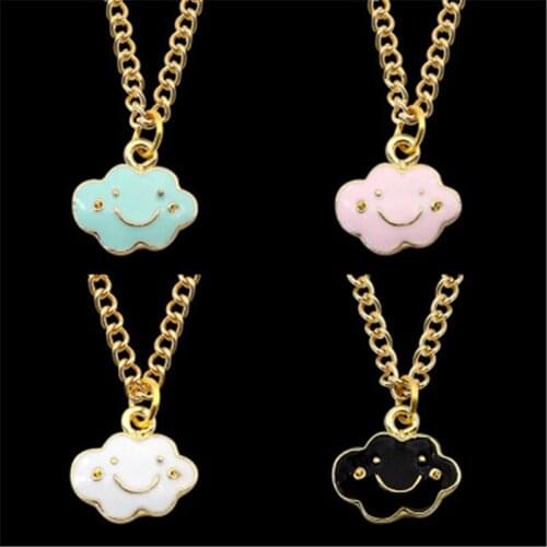 Hot fashion new cartoon series color smile cloud necklace Creative Korea hip hop clavicle chain ornaments Factory direct