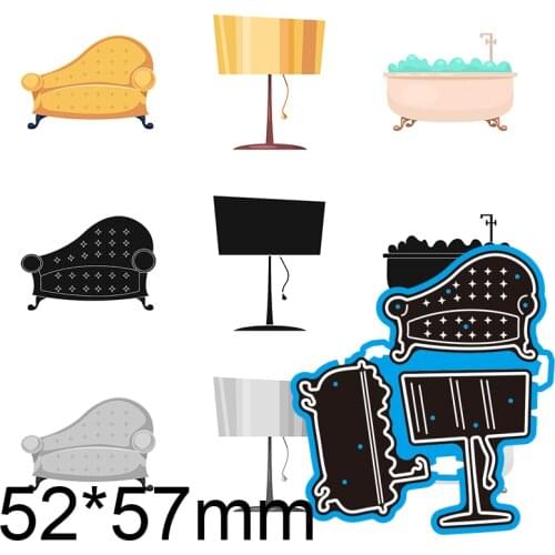 Metal Dies Sofa Lamp and Bathtub New Stencils DIY Scrap Booking Paper Cards Craft Making Decoration 52*57mm