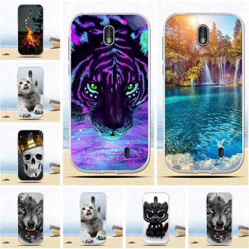 Soft TPU Silicone Phone Cases For Nokia 1 Nokia1 Case Fashion Blue Sea Cat Animal Printed Back Protective cover coque Fundas