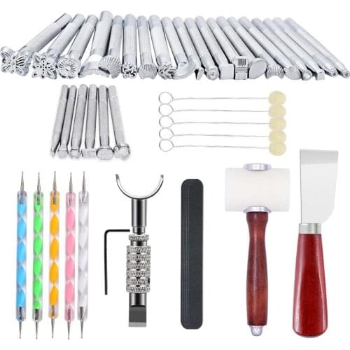 LMDZ Leather Kit Work Tools Set for Saddle Making Punch Sewing Thread, Stamping ,Cutting , Leathercraft Patchwork DIY Processing
