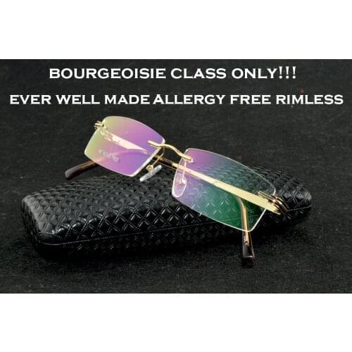 2018 Hot Selling Brand Titanium Rimless Ultra Light Frame Can Custom Made myopia reading glasses photochromic progressive