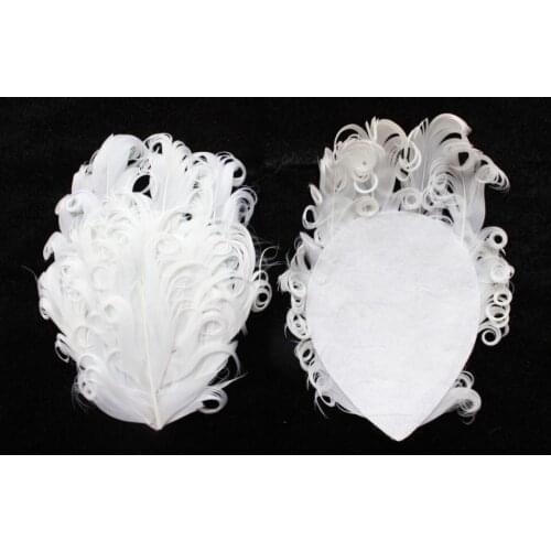 Wholesale free shipping 10pcs Curly Feather Pads White