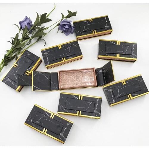 Wholesale colorful marble design empty box customized logo packaging for 8mm-27mm mink eyelashes 10/30/50/100Pcs magnetic cases