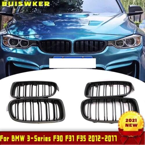 Pair Gloss Matt Carbon Black 3 Color Front Kidney Grille For BMW 3 Series F30 F31 F35 F80 2012 2013 2014 2015-2018 Racing Grills