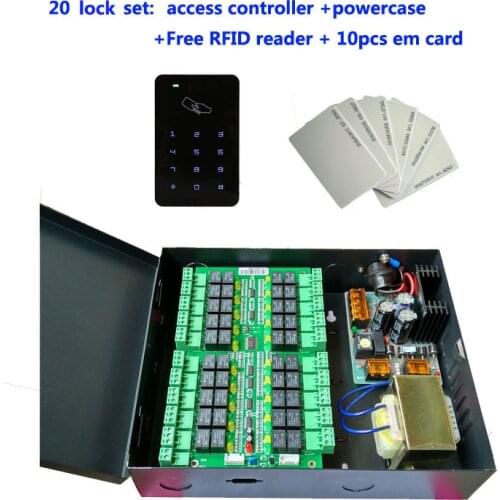 Total locker kit ,20 locker Controller+power case + rfid reader+10pcs em card ,suit for bank /bath center private Cabinet ,DT20