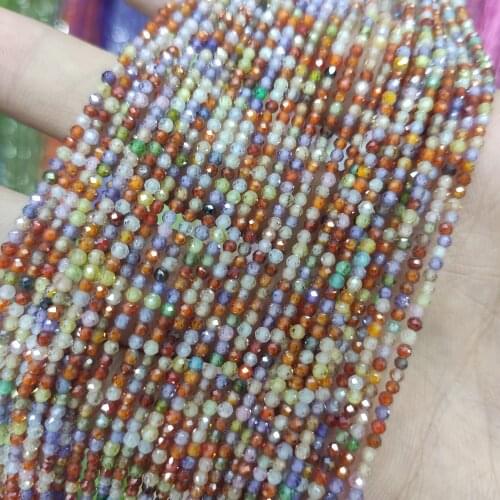 Multicolor Micro Faceted Zircon Loose Beads 2 3 4 MM Quartzs Crystals Rainbow Beads for Jewelry Making Accessries Supplies