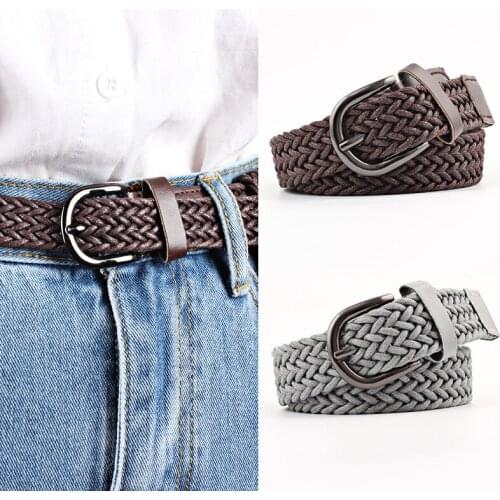 Richkeda store new 2021 103cm Stretch Woven Belt Casual Wax Rope Braided Belt Female Belts For Women Jeans Womens Belt