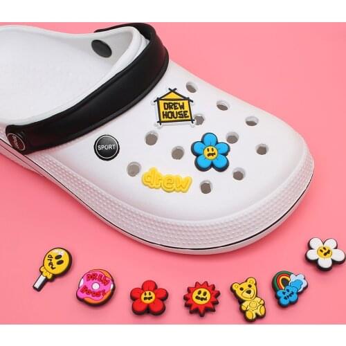 Single Sale Sunflower Croc Shoe Charms Accessories Unicorn PVC Clog Shoe Decoration for Croc JIBZ fit Wristbands Kids Gift