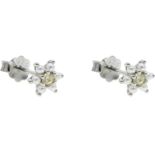 100% 925 Sterling silver mini white pearl beaded flower stud earring cute lovely minimal delilcate girl women silver jewelry