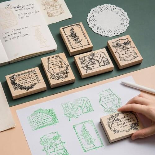 XINAHER Vintage frame phrase flower label stamp DIY wooden rubber stamps for scrapbooking stationery scrapbooking standard stamp