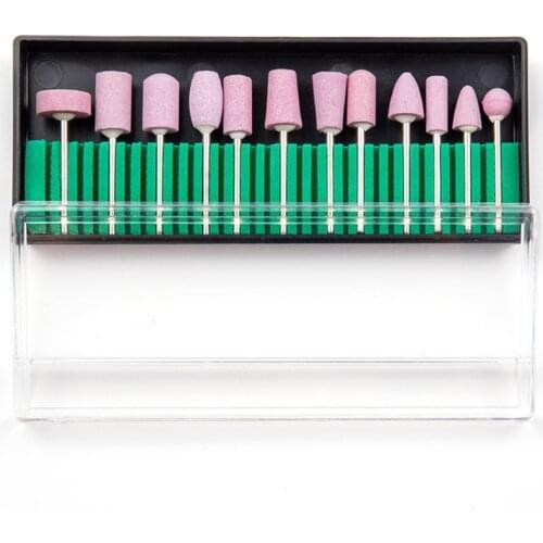Y1UF Quartz Stone Nail Drill Bits Multiple Shapes 12Pcs Polishing Mill Cutter Nail Files Rotary Bits Cuticle Clean Set