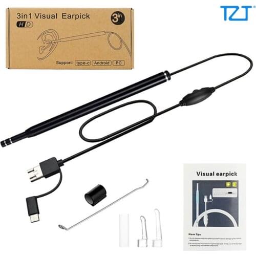 TZT 3-In-1 Visual Earpick 5.5MM Ear Cleaner Ear Wax Remover 640 x 480 For Type C Android PC